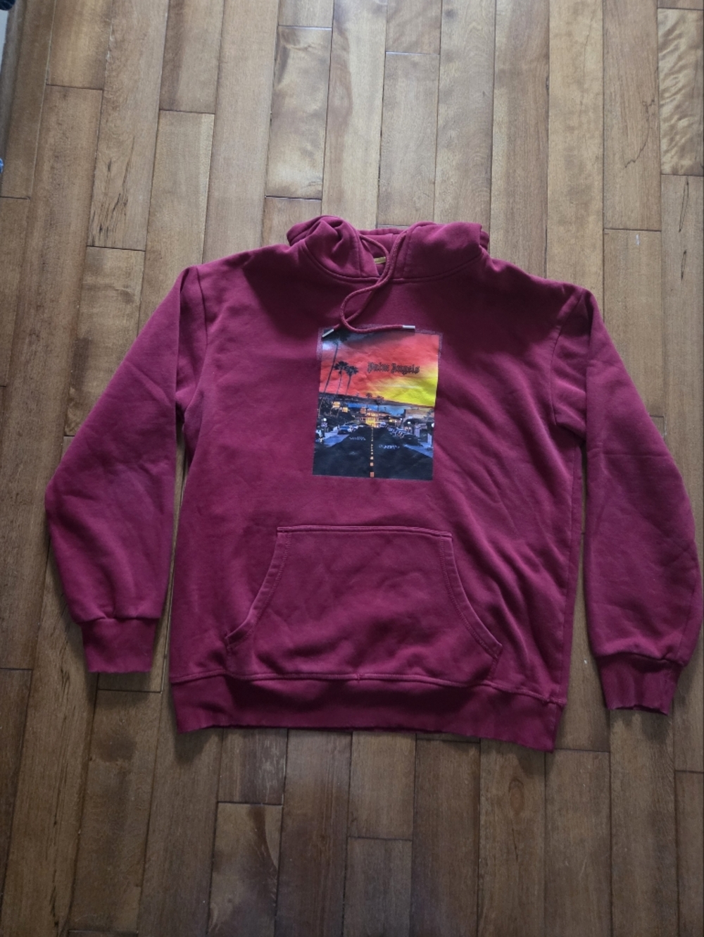 Palm Angels Men's Maroon Graphic Hoodie Size XXL